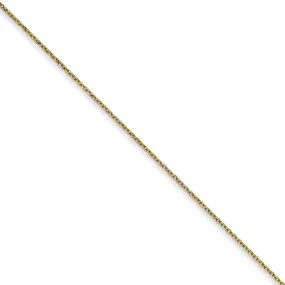 0.6mm 10k Yellow Gold Diamond Cut Solid Cable Chain Necklace