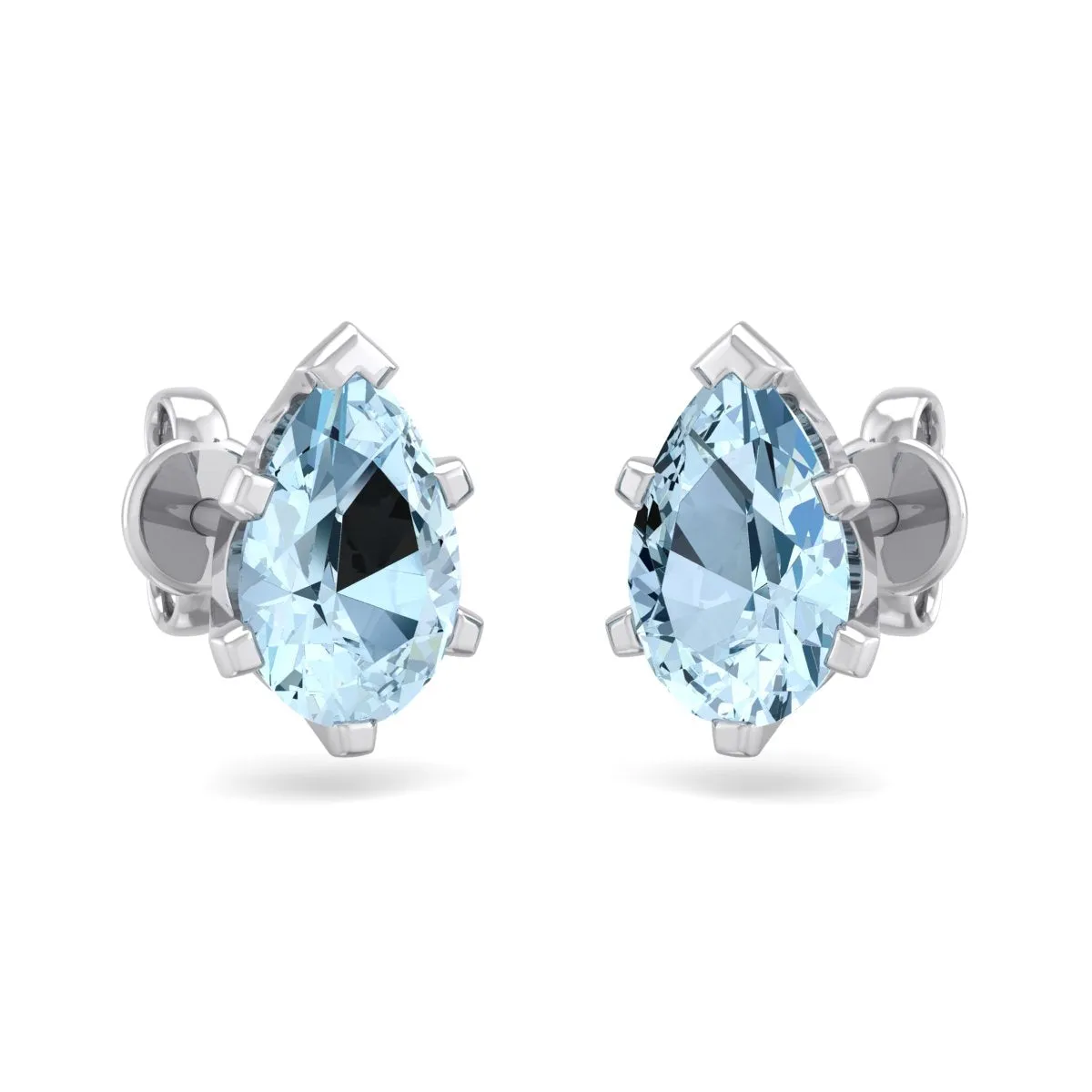 1 1/2 Carat Pear Shape Aquamarine Stud Earrings In Sterling Silver