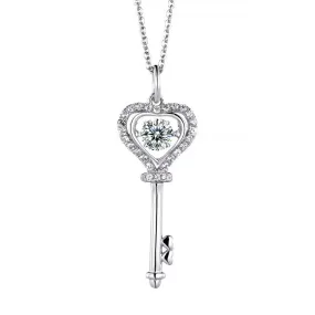 1 Carat Moissanite Diamond Dancing Stone Key Necklace 925 Sterling Silver MXFN8138