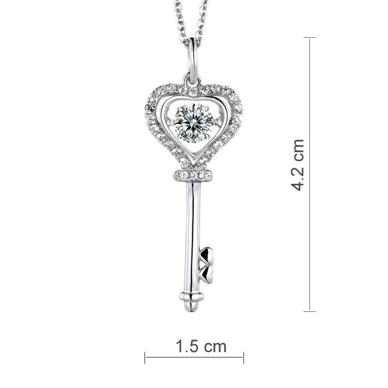 1 Carat Moissanite Diamond Dancing Stone Key Necklace 925 Sterling Silver MXFN8138