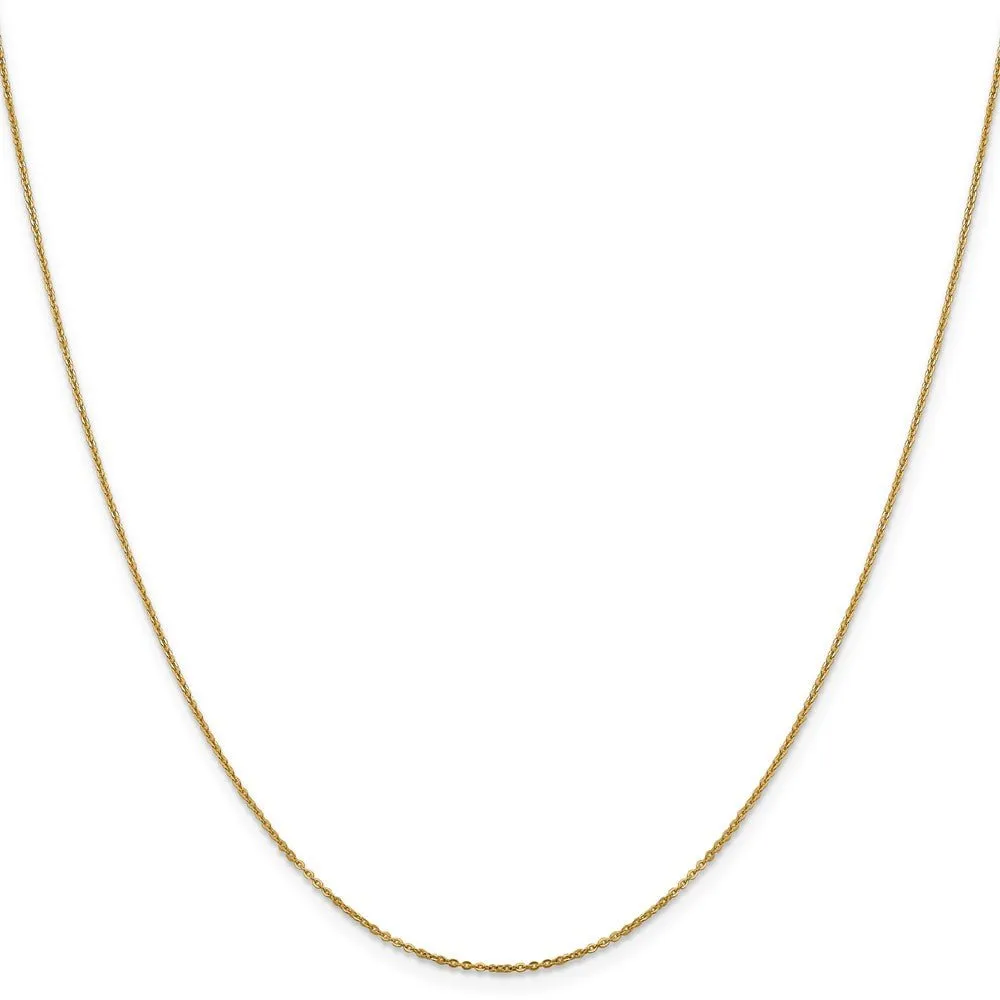 1.1mm 14k Yellow Gold Solid Flat Cable Chain Necklace