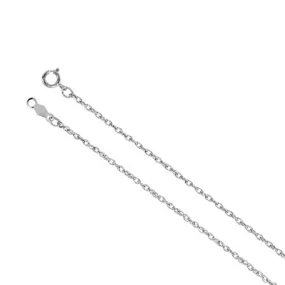 1.25mm, 14k White Gold Solid Loose Rope Chain Necklace