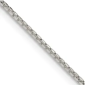 1.25mm Sterling Silver Diamond Cut Solid Round Box Chain Necklace