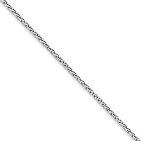 1.3mm 14k White Gold Diamond Cut Solid Wheat Chain Necklace