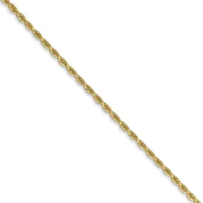 1.3mm 14k Yellow Gold Solid Diamond Cut Rope Chain Bracelet & Anklet