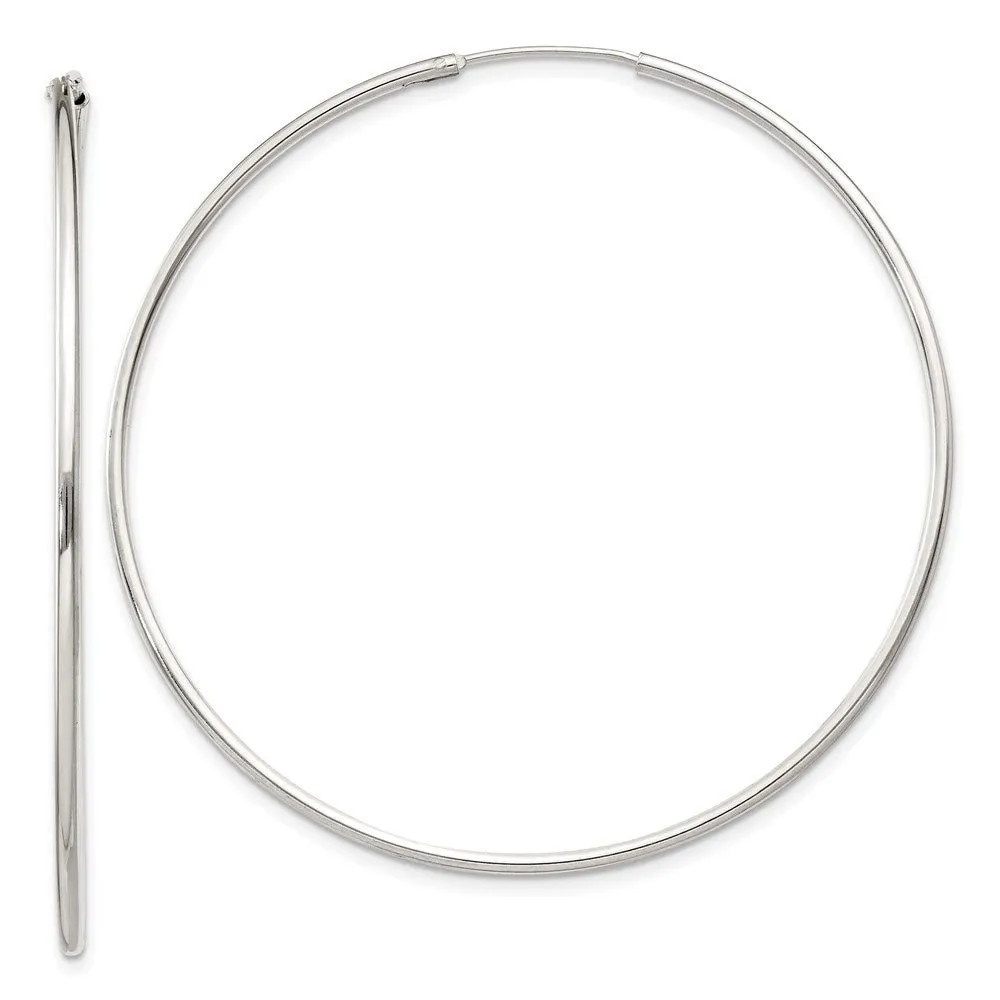 1.3mm, Sterling Silver, Endless Hoop Earrings - 50mm (1 7/8 Inch)