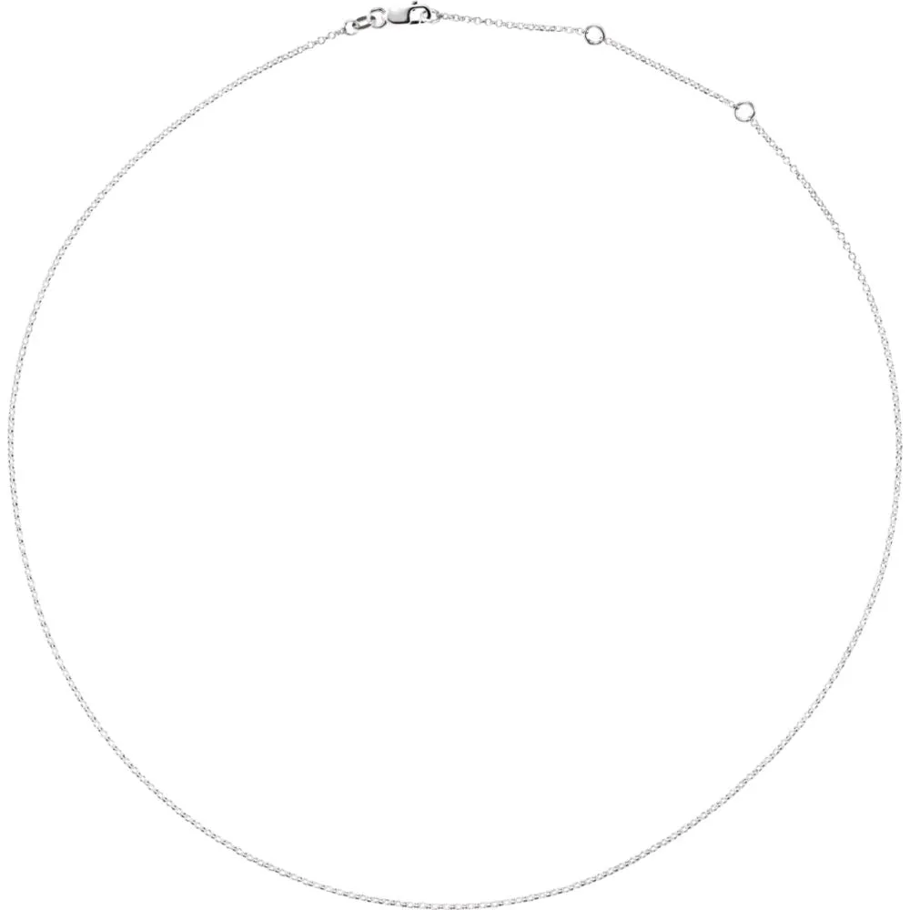 1.3mm Sterling Silver Solid Rolo Chain Necklace, 16-18 Inch