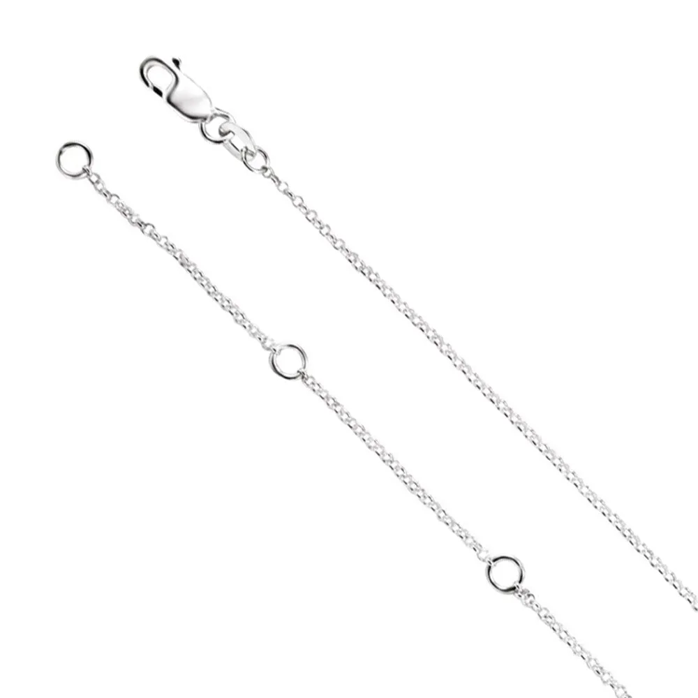 1.3mm Sterling Silver Solid Rolo Chain Necklace, 16-18 Inch