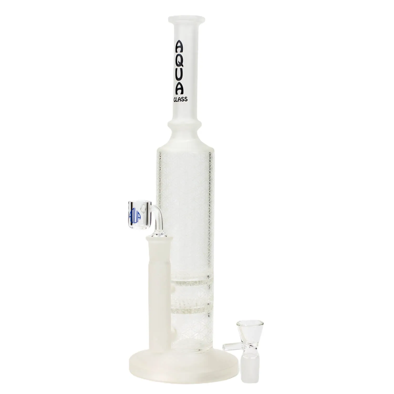 14" AQUA Glass 2-in-1 Dual Honeycomb Sandblast Glass Water Bong