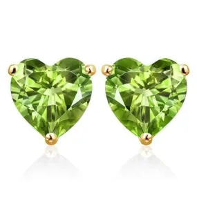 1.78 CT PERIDOT 10KT SOLID GOLD HEART SHAPE EARRINGS STUD