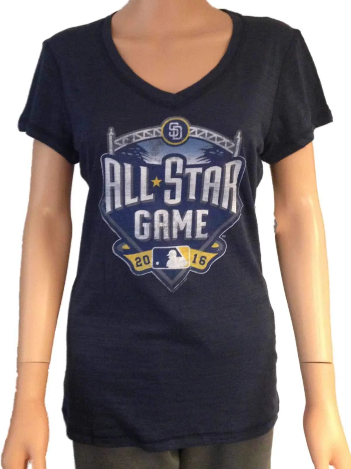 2016 MLB All-Star Game San Diego SAAG Women Navy Tri-Blend V-Neck T-Shirt