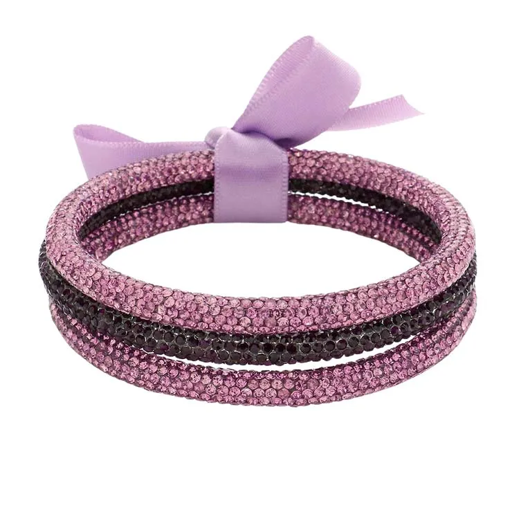 3PCS Rhinestone Pave Bangle Layered Bracelets