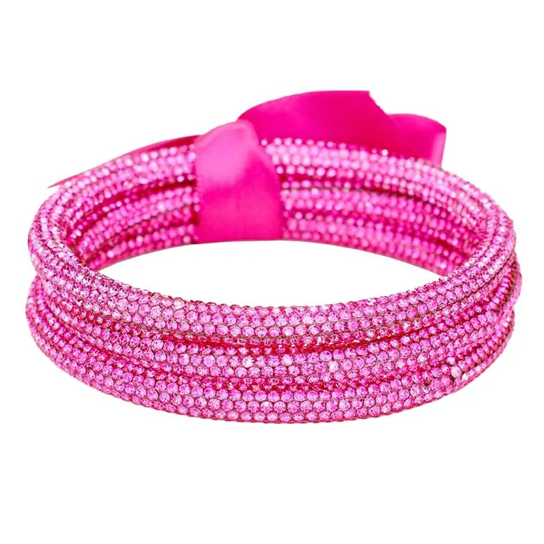 3PCS Rhinestone Pave Bangle Layered Bracelets