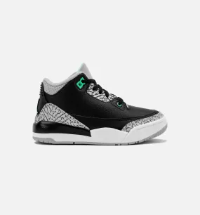 Air Jordan 3 Retro Green Glow Preschool Lifestyle Shoe - Black/Green Glow/Wolf Grey/White