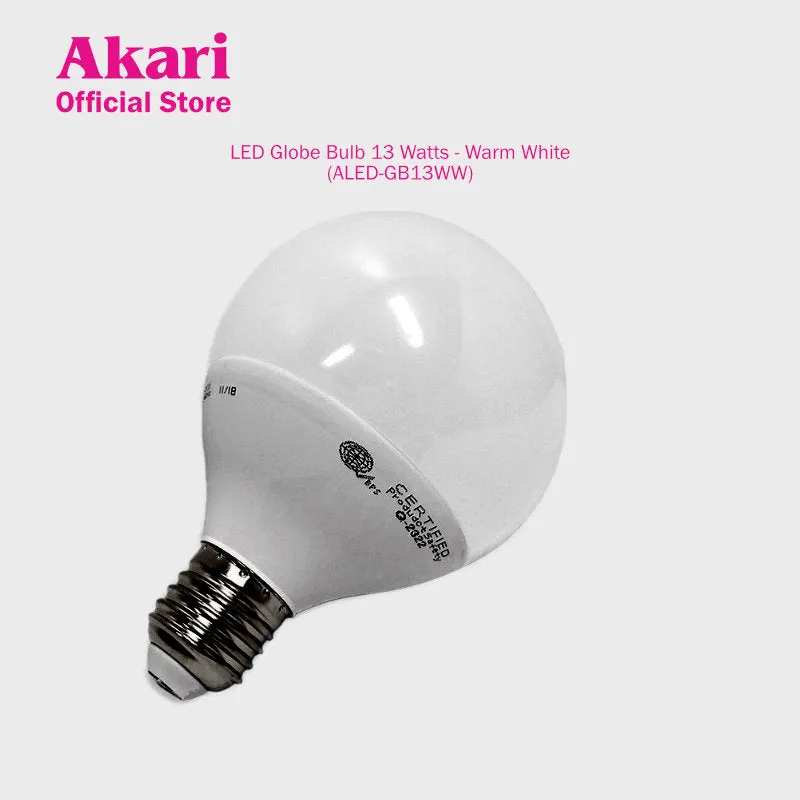 Akari LED Globe Bulb 13 Watts - Warm White (ALED-GB13WW)