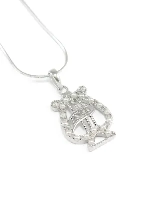 Alpha Chi Omega Badge Pendant with Simulated Pearls