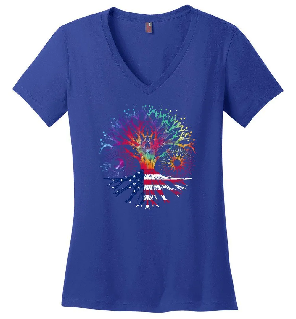 American Tie Dye Tree Of Life Vneck