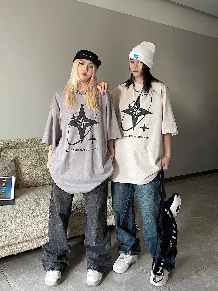 American Vintage Y2K Oversize Tops Casual Couple Tees Harajuku Women Clothes Summer Grunge Graphic Tshirts Women