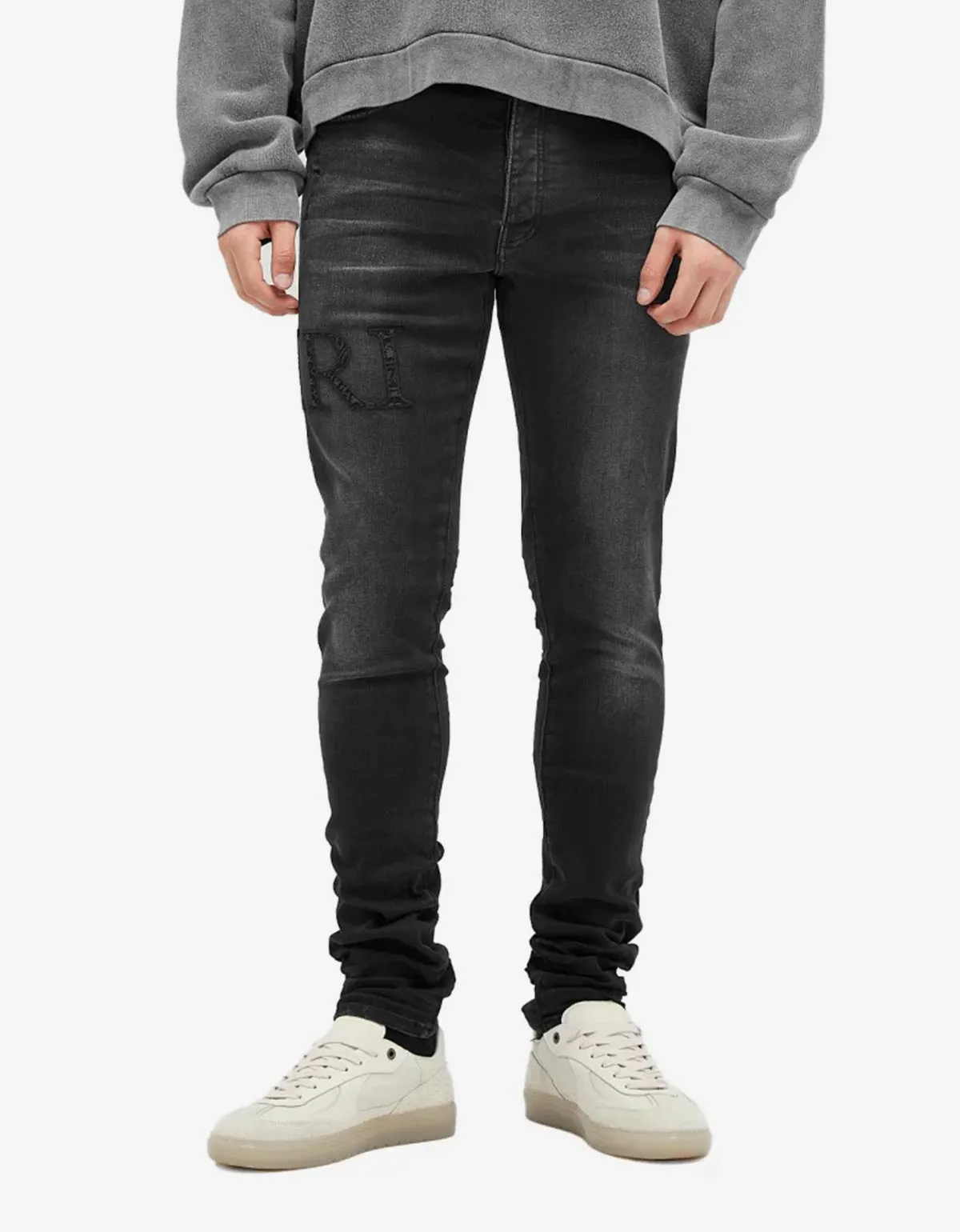 Amiri Black Bandana Jacquard Logo Jeans