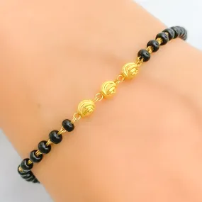 Attractive Black Bead 22k Gold Bracelet