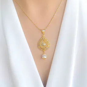 Attractive Two-Tone Gold Pendant Set