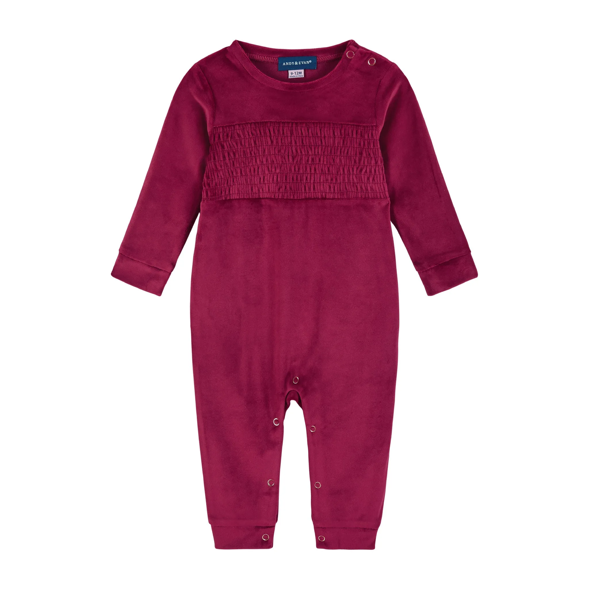 Baby Girls Red Velvet Romper with Bow Headband