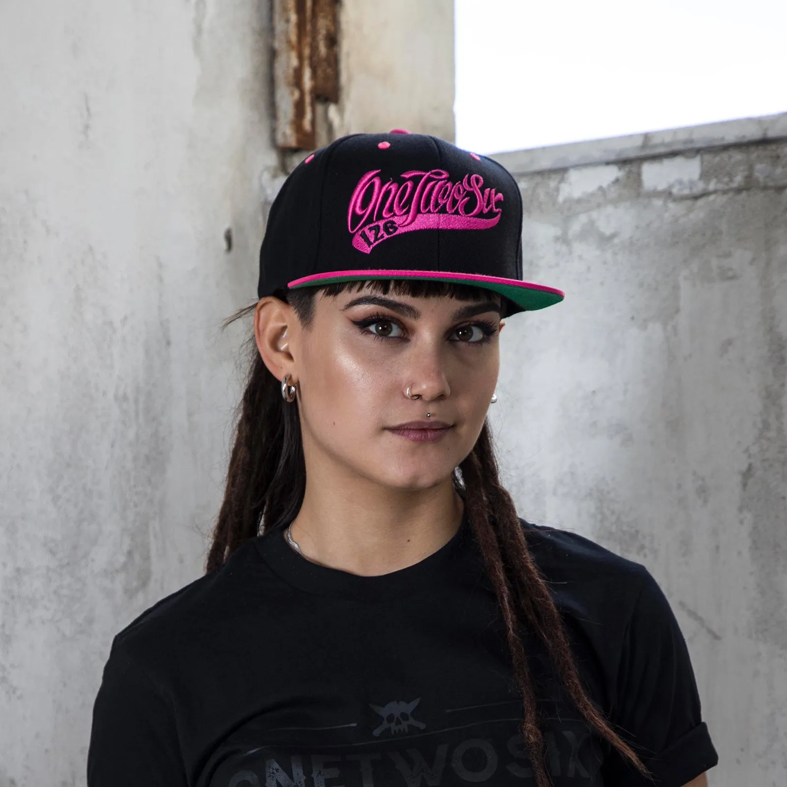 Baseball Logo SnapBack  (Black/Neon Pink)