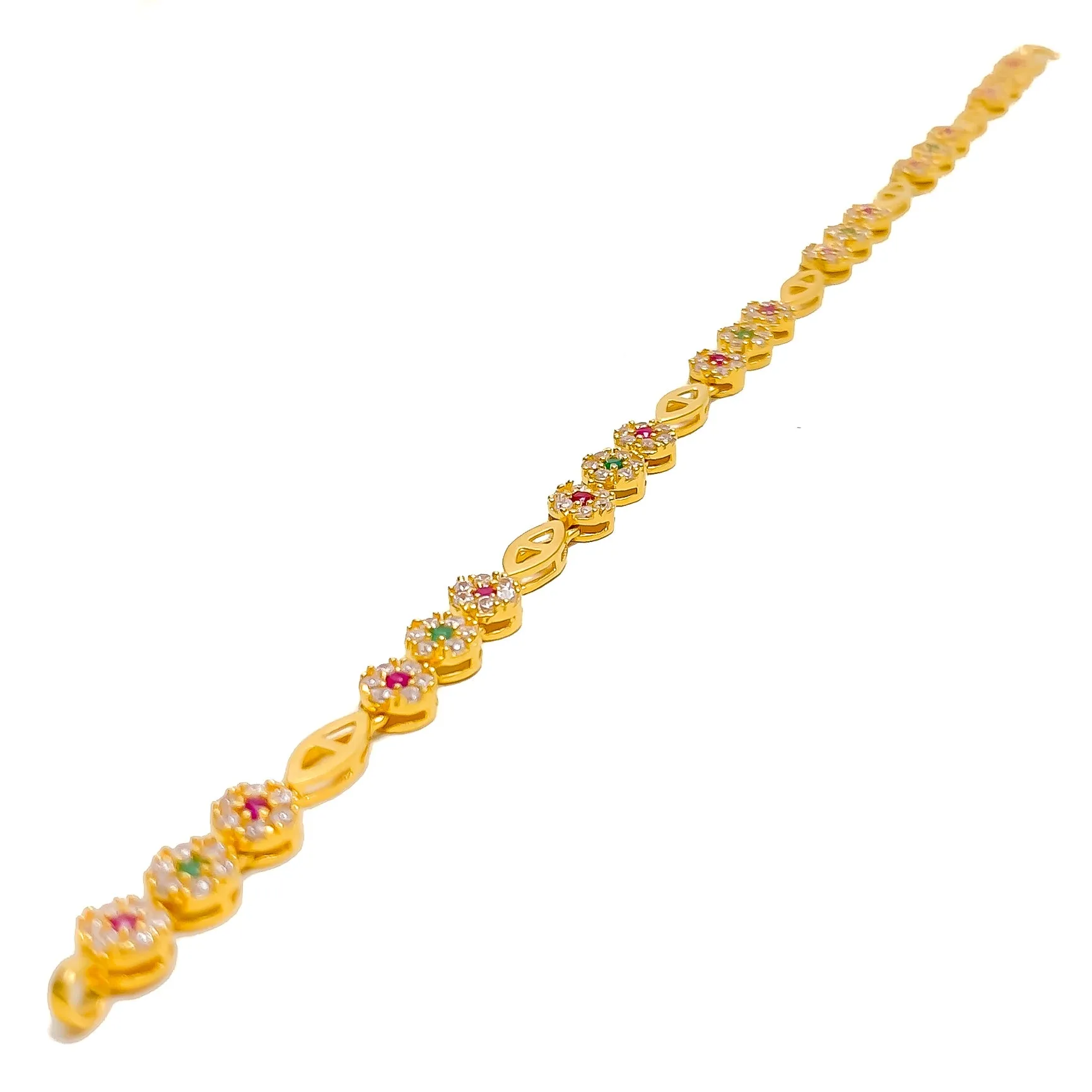 Beautiful Floral Trio 22k Gold CZ Bracelet