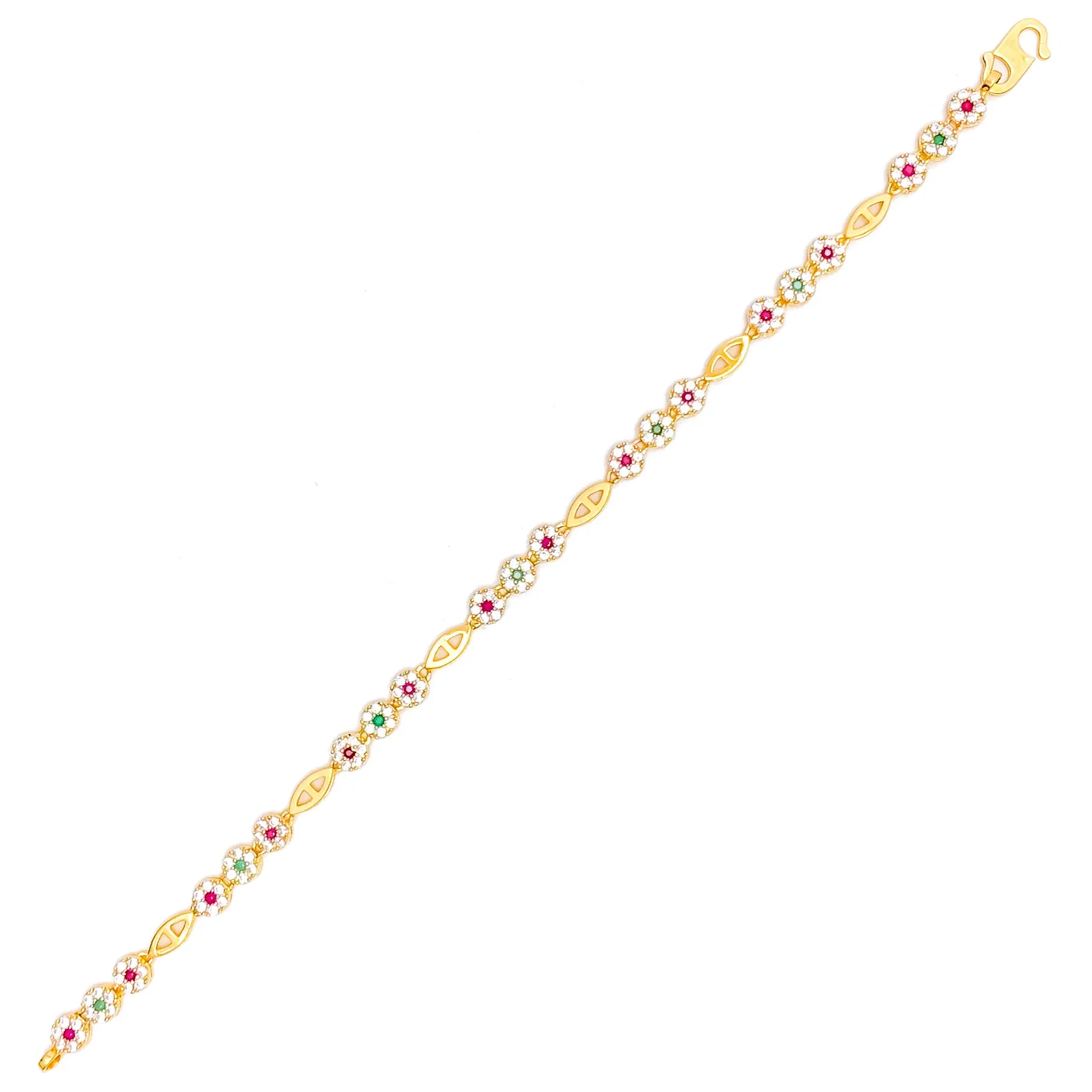 Beautiful Floral Trio 22k Gold CZ Bracelet