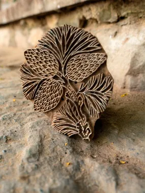 Berry-Like Floral Pattern in Wooden Block art by Vikas Singh