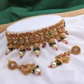 Bhavi Jewels Gold Plated Kundan Choker Necklace Set