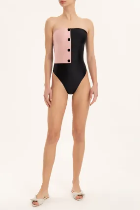 Bicolor Strapless Swimsuit