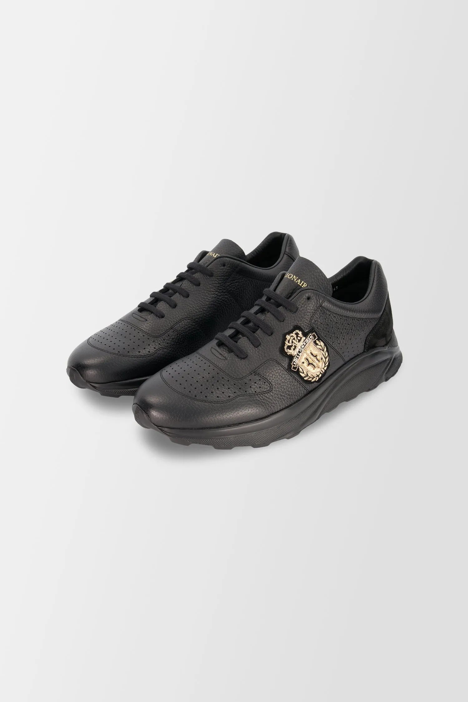 Billionaire Gold Crest Black Sneakers