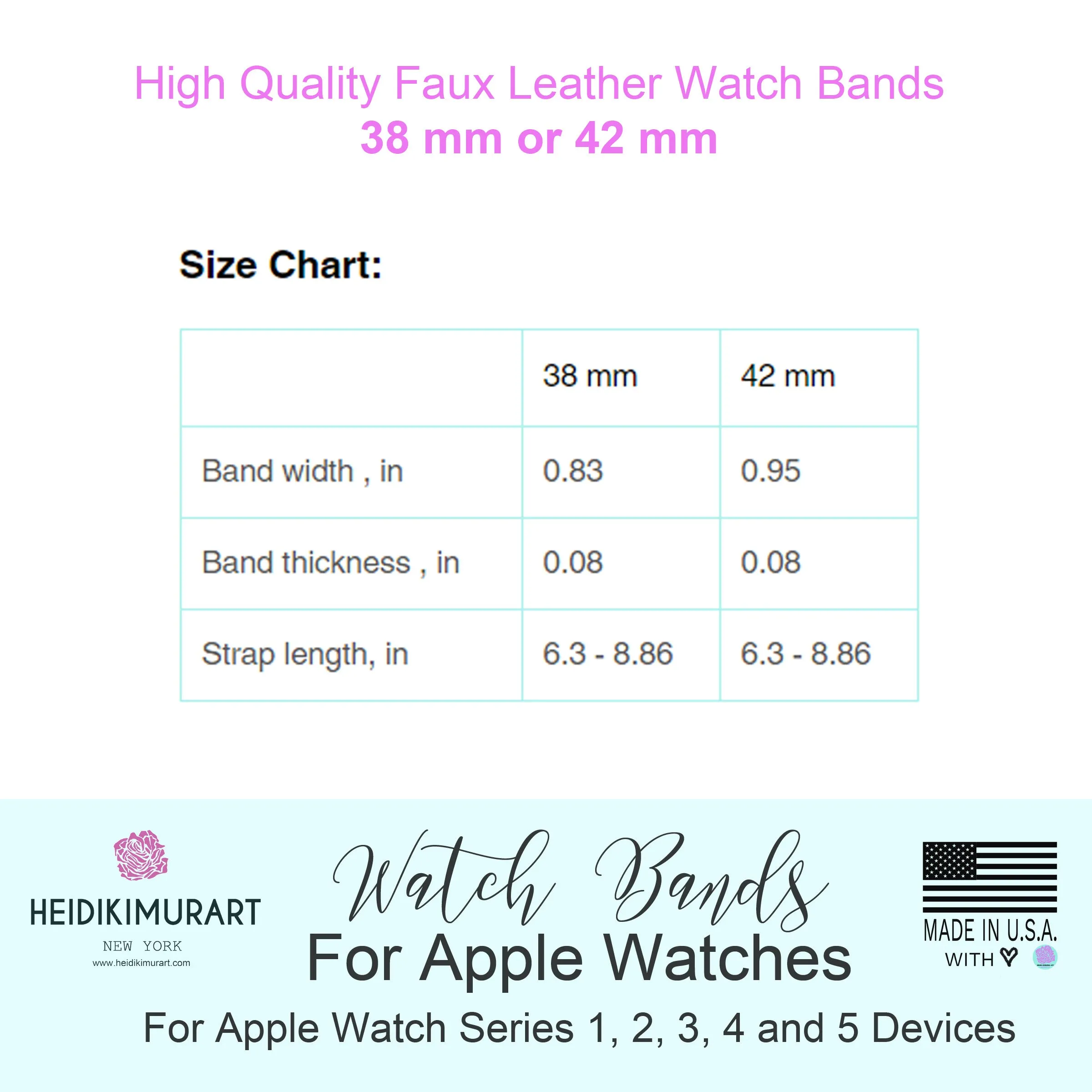 Black Apple Watch Band, Premium Watch Band Strap For Apple Watches- Made in USA