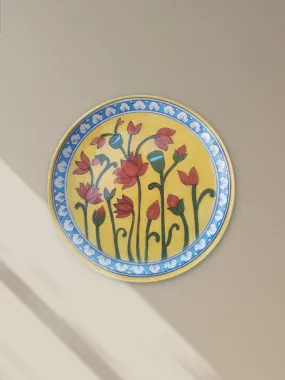 Blooming flowers on plate in Blue pottery by Gopal Lal Kharol