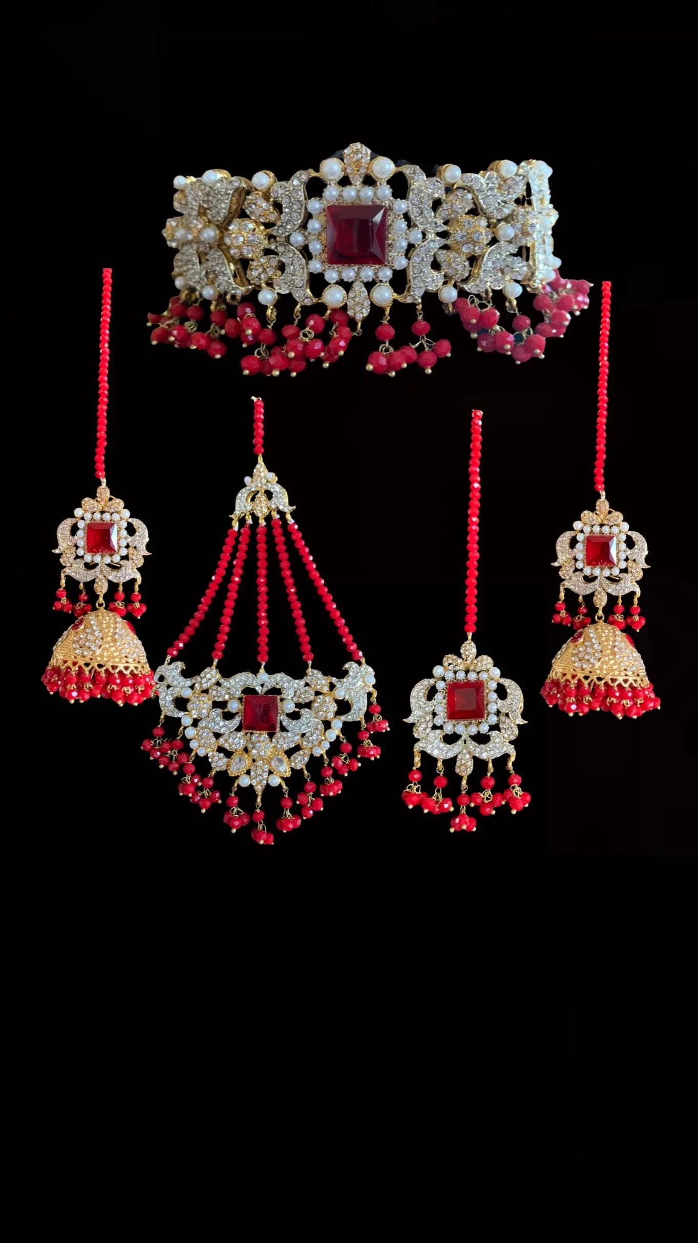 BR21 Anisa pakistani bridal set- ruby   (READY TO SHIP )