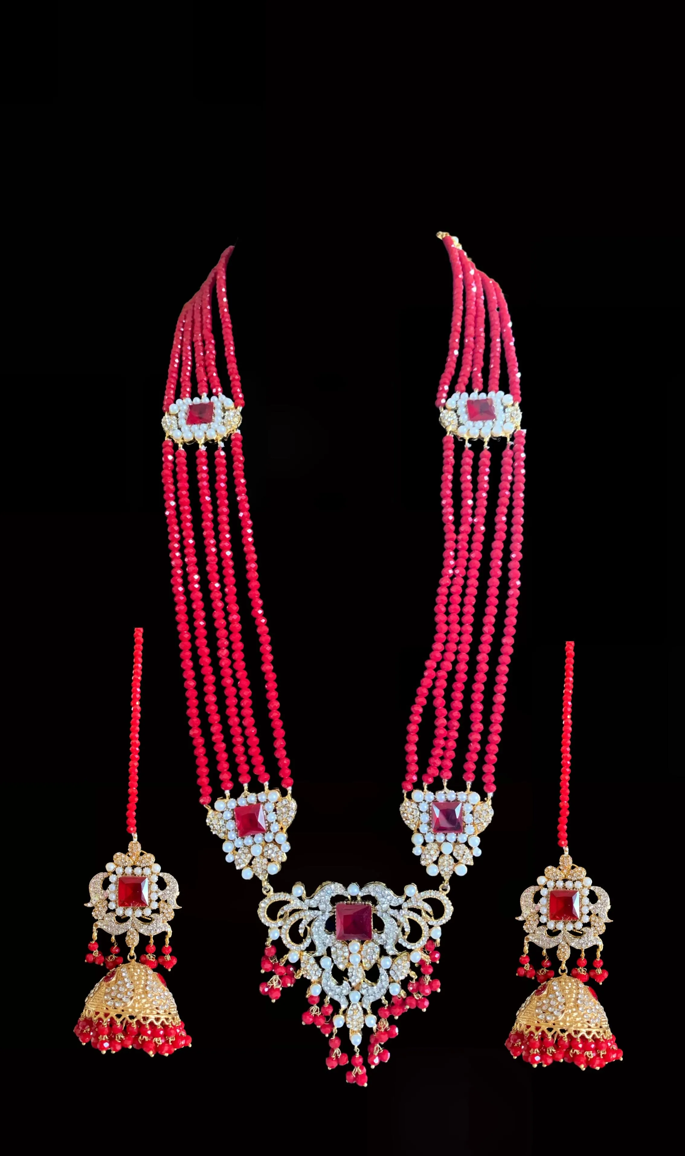 BR21 Anisa pakistani bridal set- ruby   (READY TO SHIP )