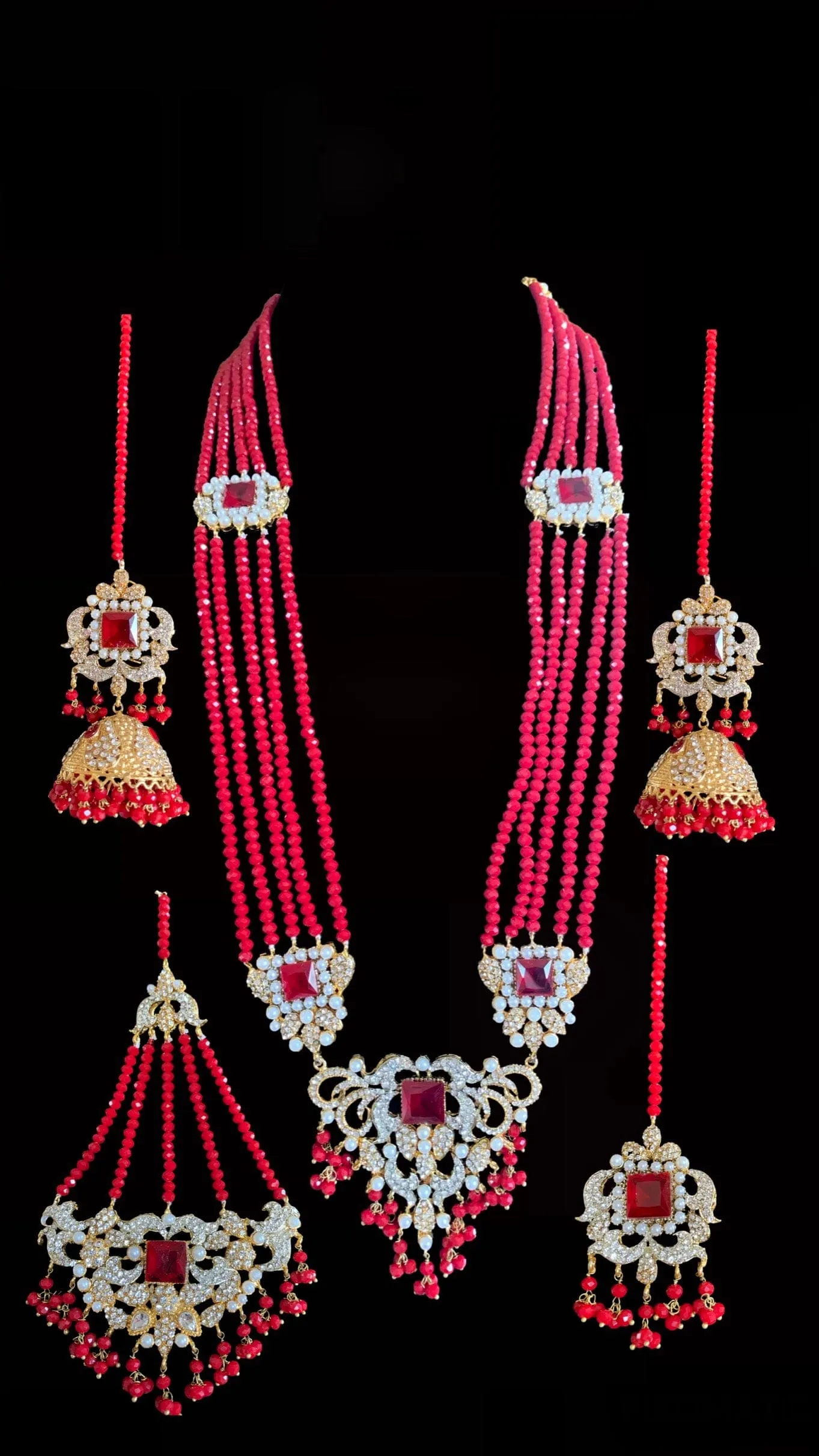 BR21 Anisa pakistani bridal set- ruby   (READY TO SHIP )