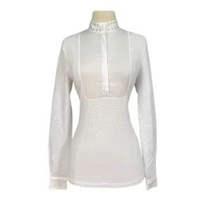 Cavalleria Toscana L/S Perforated Show Shirt w/Sequins in White - Women's XS