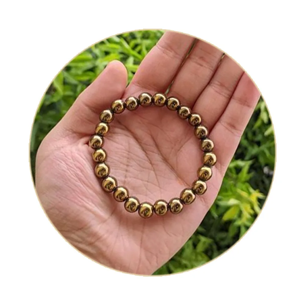 Certified Golden Pyrite 8mm Natural stone Bracelet