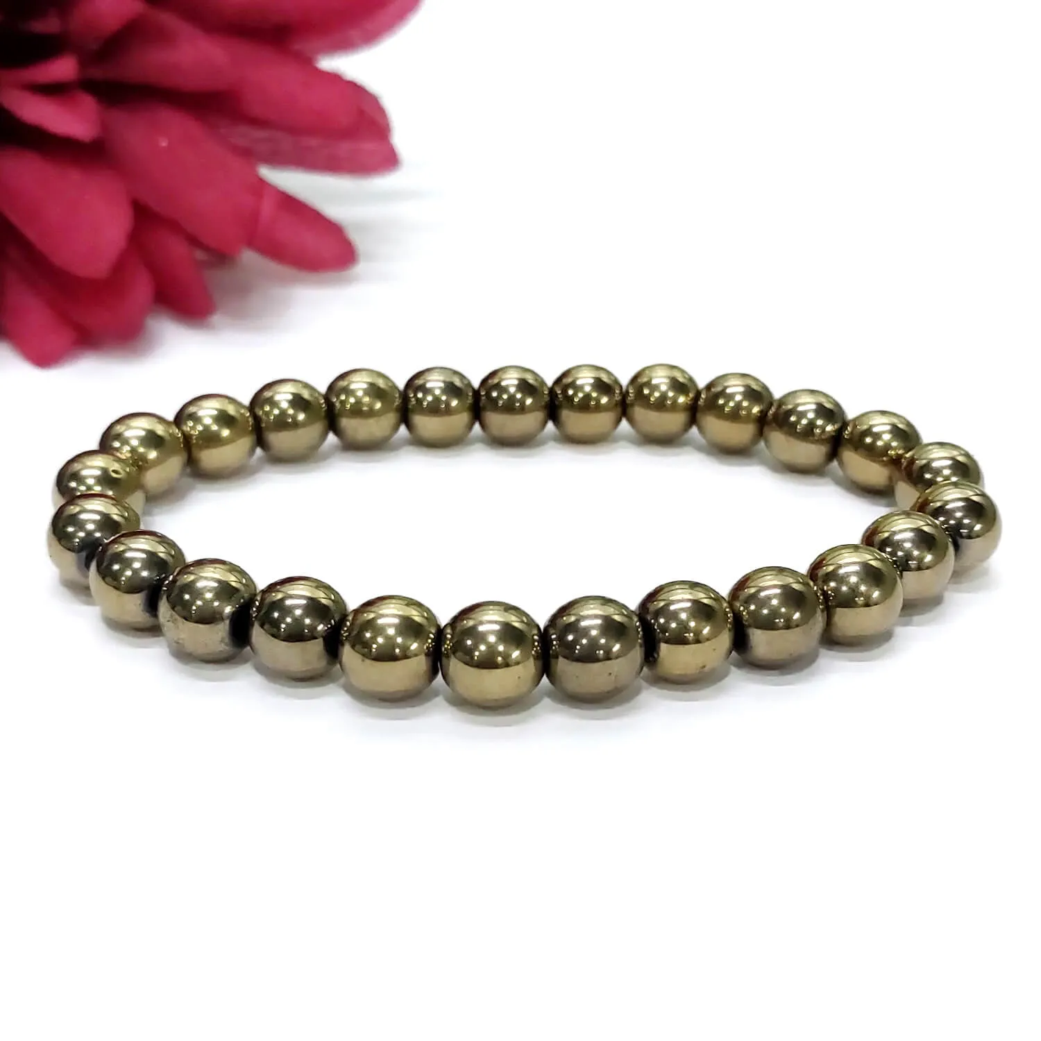 Certified Golden Pyrite 8mm Natural stone Bracelet