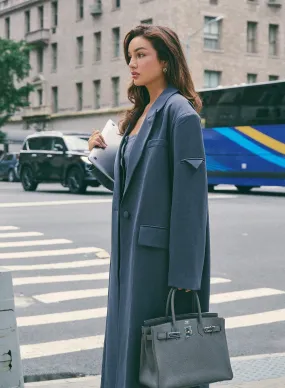 Charcoal Grey Longline Tailored Coat - Kennedy