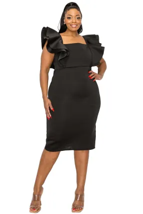 Charlie Flutter Sleeve Neoprene Dress