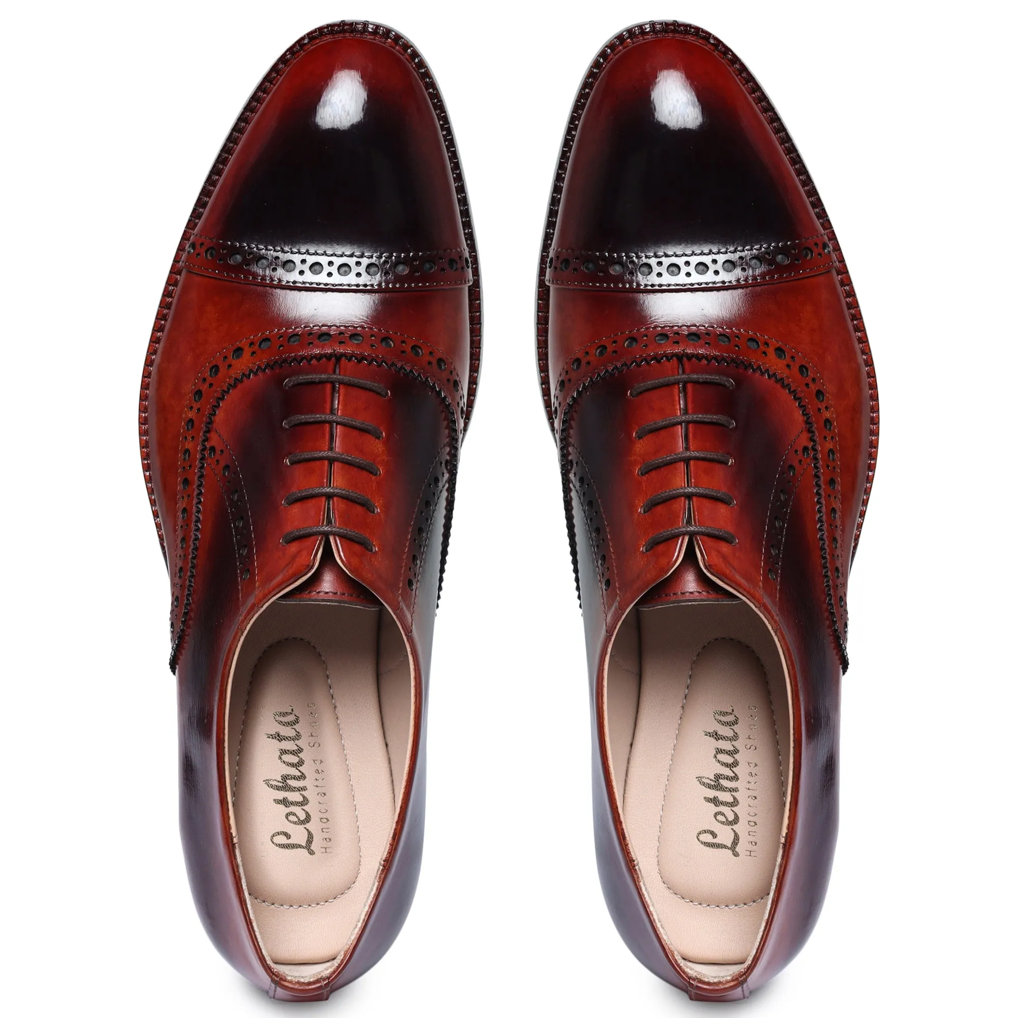 Classic Captoe Oxford - Red & Black