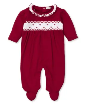 CLB Holiday Smocked Girls Footie Kissy Kissy