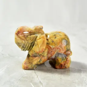 Crazy Lace Agate Elephant 2.5 Natural Gemstone Carving