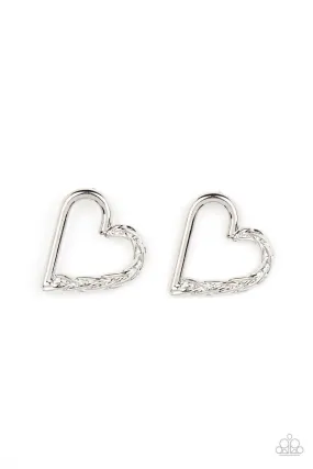 Cupid, Who? Silver Heart Earrings - Paparazzi Accessories