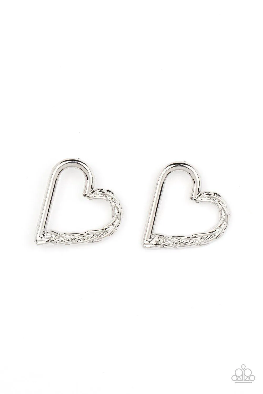 Cupid, Who? Silver Heart Earrings - Paparazzi Accessories