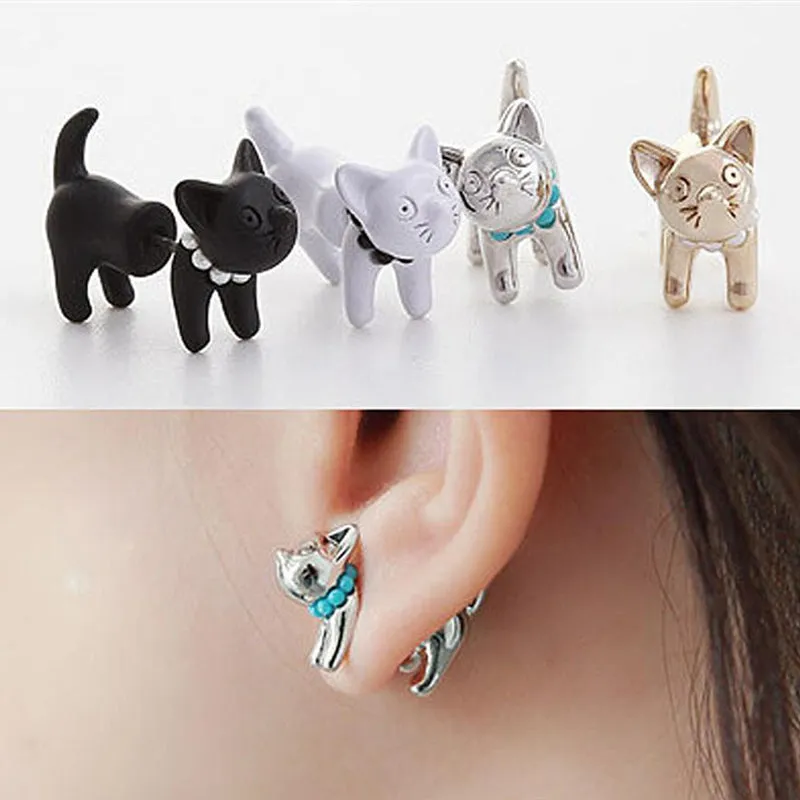 Cute Kittie Earrings Funny Ear Studs