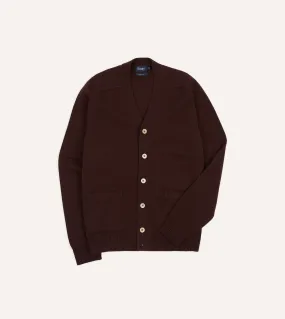 Dark Brown Lambswool 6 Button Cardigan